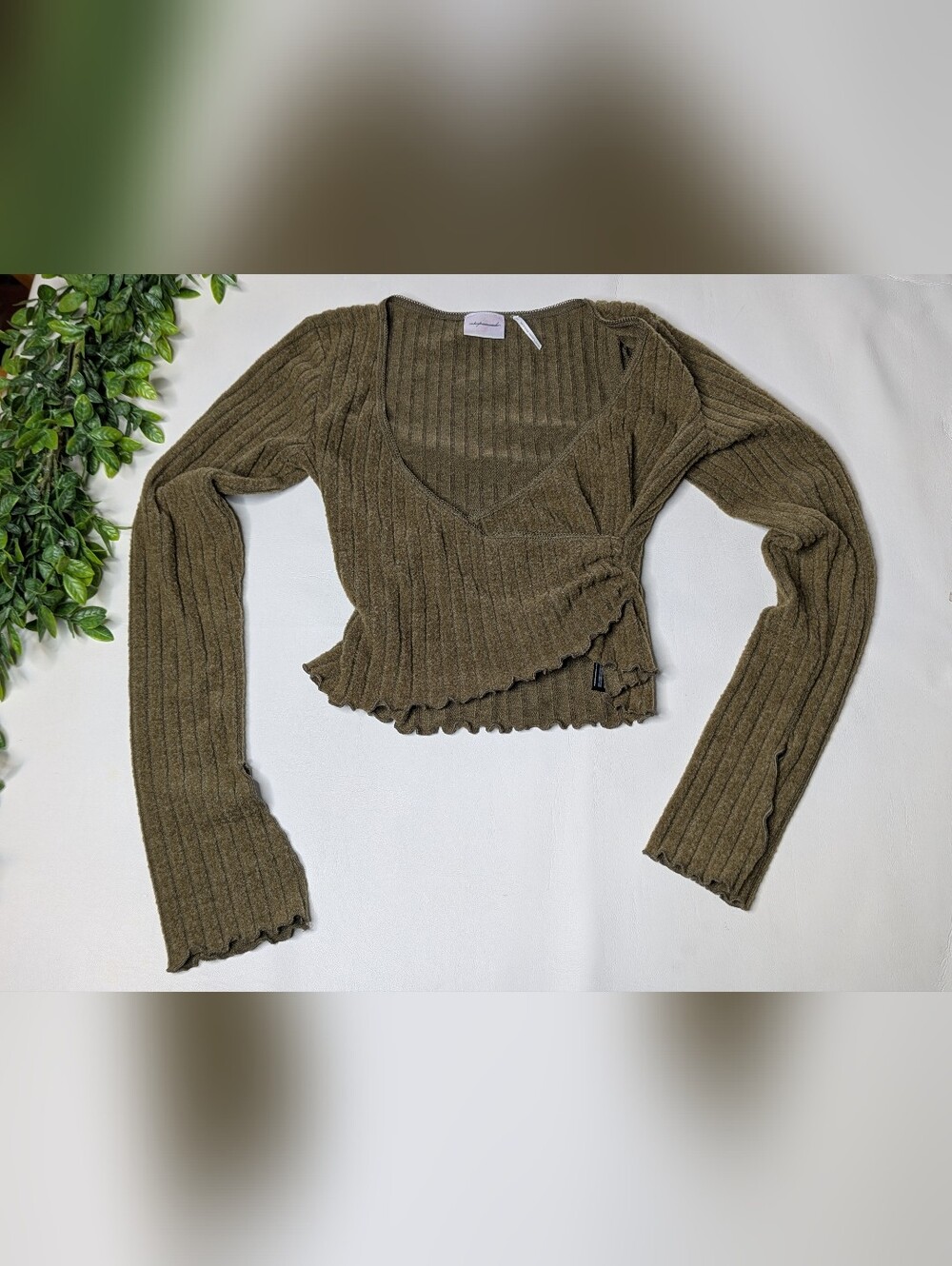 Urban Outfitters Out From Under Wrap Crop Top Textured Sweater Size Small